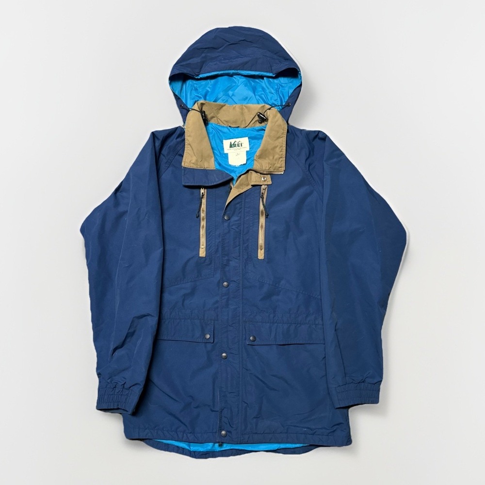 Vintage 90's REI Parka Jacket Unisex Large Blue Windbreaker Outdoor Hooded Zip
